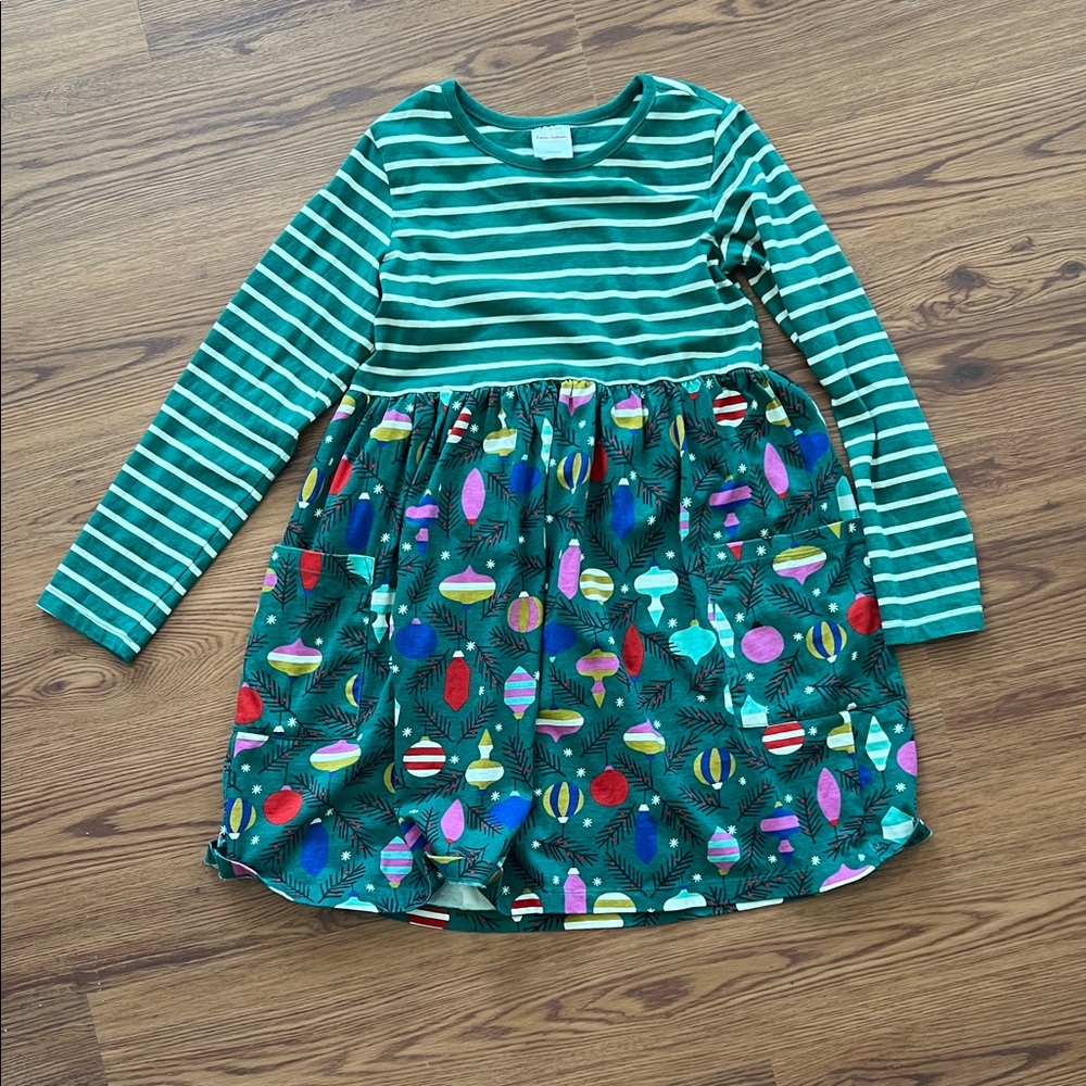 Hanna Andersson Green and White Striped Long Sleeve Top